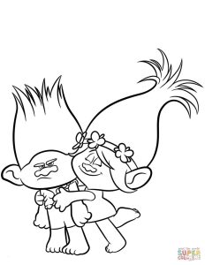 Trolls Coloring Pages Poppy and Branch
