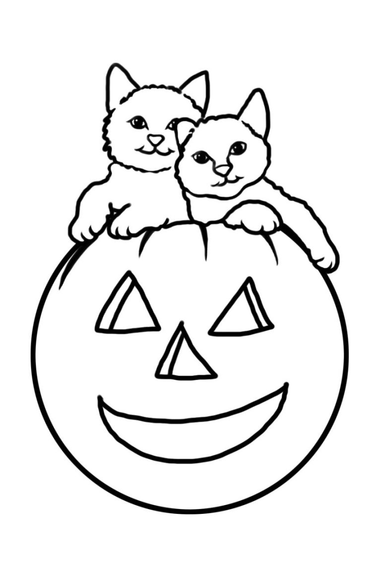 Cute Halloween Cat Coloring Pages