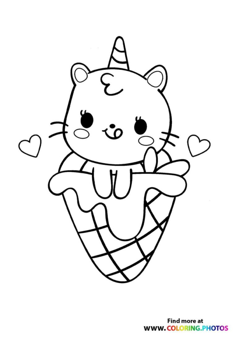 Coloring Page Unicorn Cat