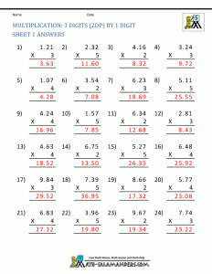 5Th Grade Math Multiplication Worksheets Printable Printable Template
