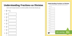 Understanding Fractions as Division Worksheet / Worksheet