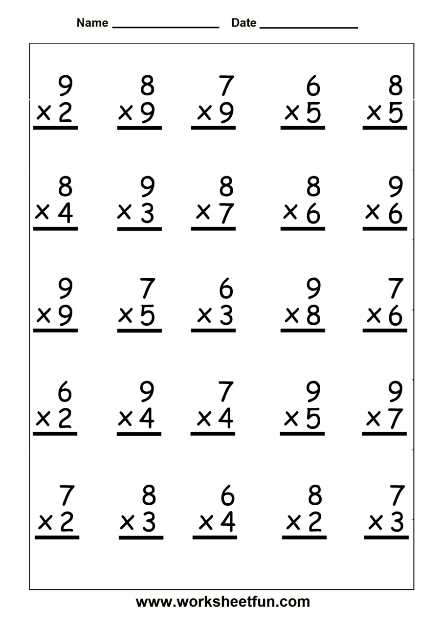 1 Digit Multiplication Worksheets Pdf