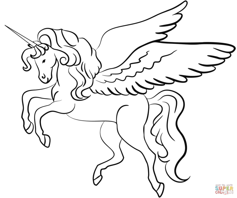 Coloring Page Unicorn With Wings