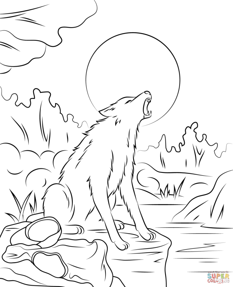 Coloring Pages Wolf Moon
