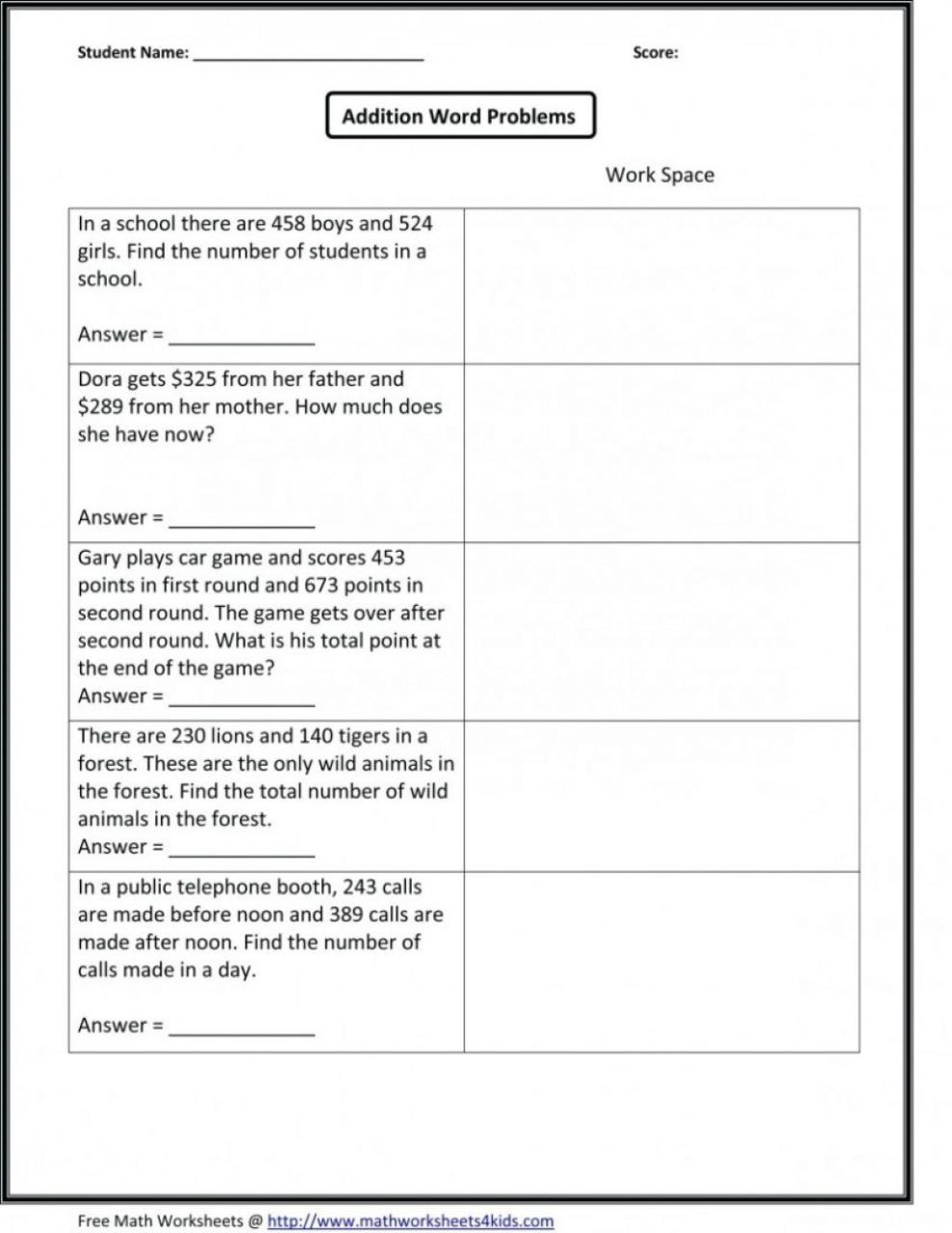 Super Teacher Worksheets Multiplication Word Problems Times Tables