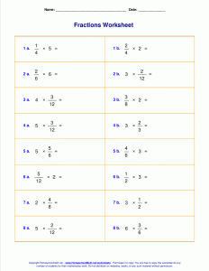 multiplying and dividing fractions and mixed numbers worksheets 6th