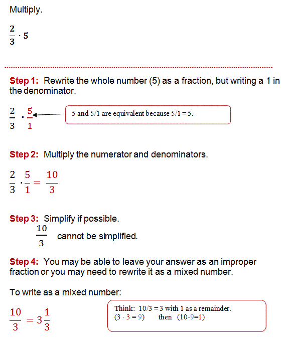 How To Multiply A Fraction A Whole Number