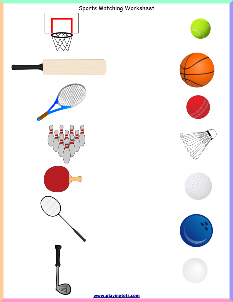 Preschool Sports Matching Worksheet