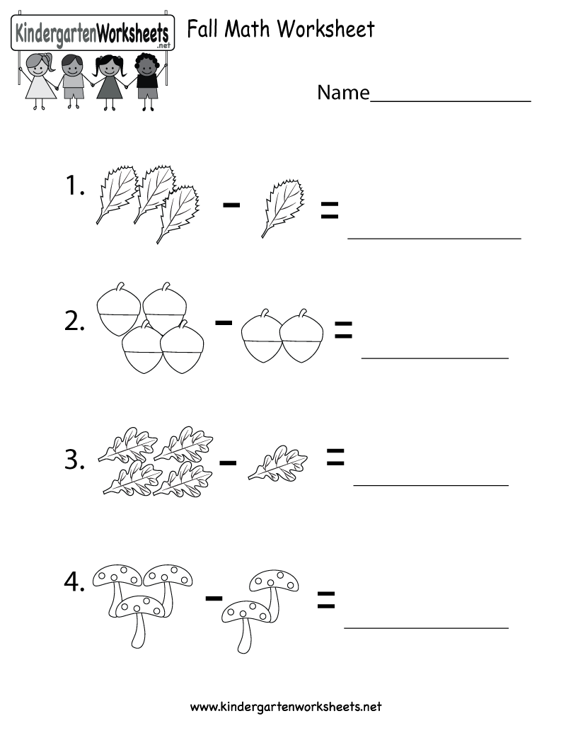 Printable Fall Math Worksheets Kindergarten