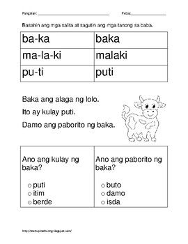 Pagbasa Filipino Reading Comprehension Worksheets For Grade 2