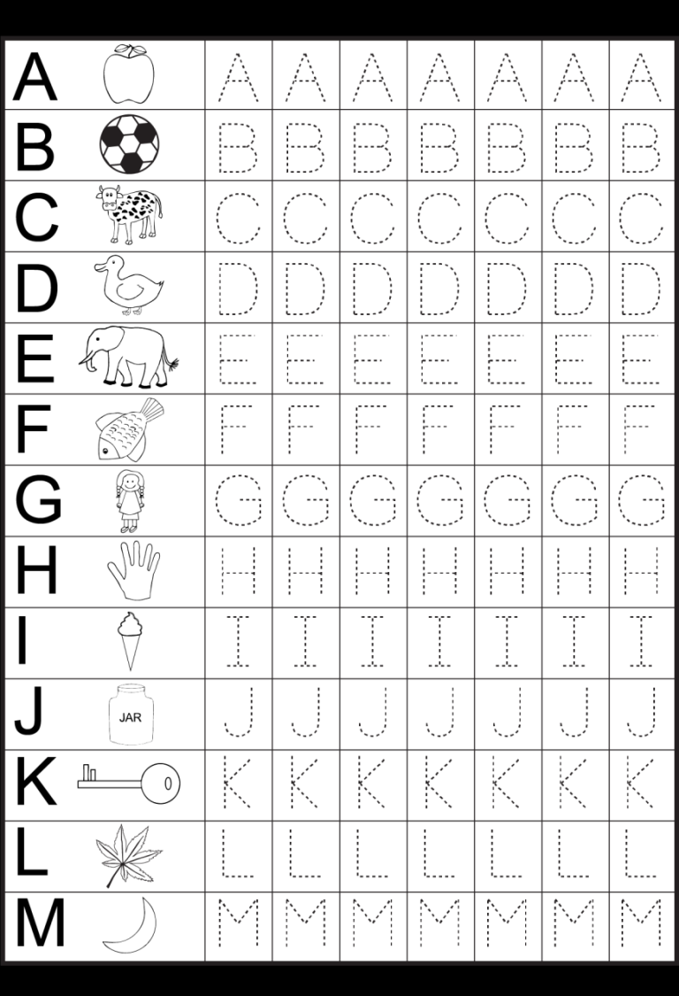 Alphabet Work Sheet For Kids