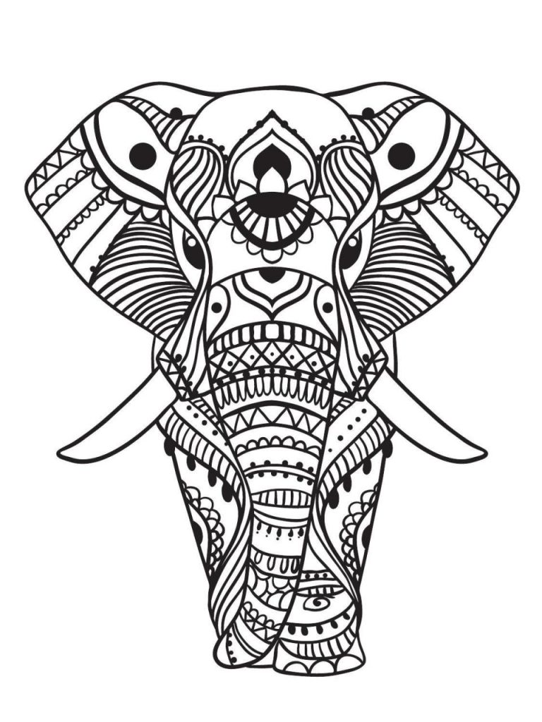 Easy Elephant Mandala Coloring Pages