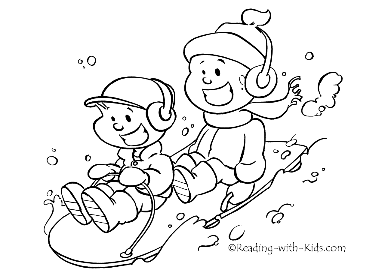 Winter sledding coloring pages download and print for free