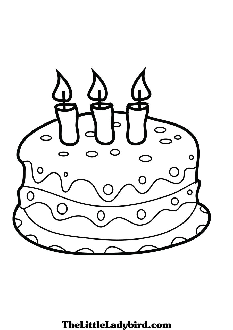 Coloring Page Of A Birthday Cake