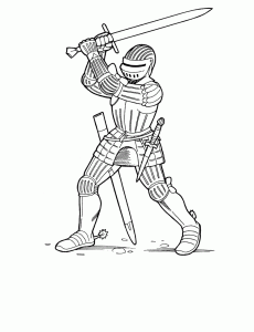 Coloring page Knight with a twohanded sword