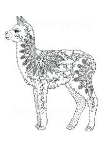 Llama Coloring Pages For Adults Scenery Mountains