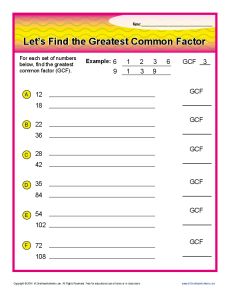 Gcf Word Problems 6th Grade Worksheets