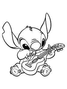 Stitch Playing Guitar Coloring Page Free Printable Coloring Pages for