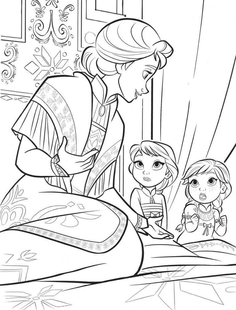 Anna And Elsa Hugging Coloring Pages