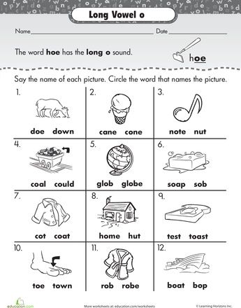 Long Vowels Worksheets For Grade 1