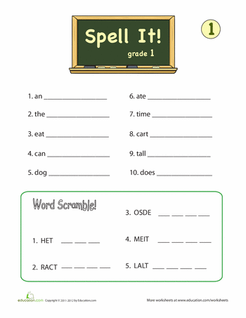 Spelling Year 1 English Worksheets