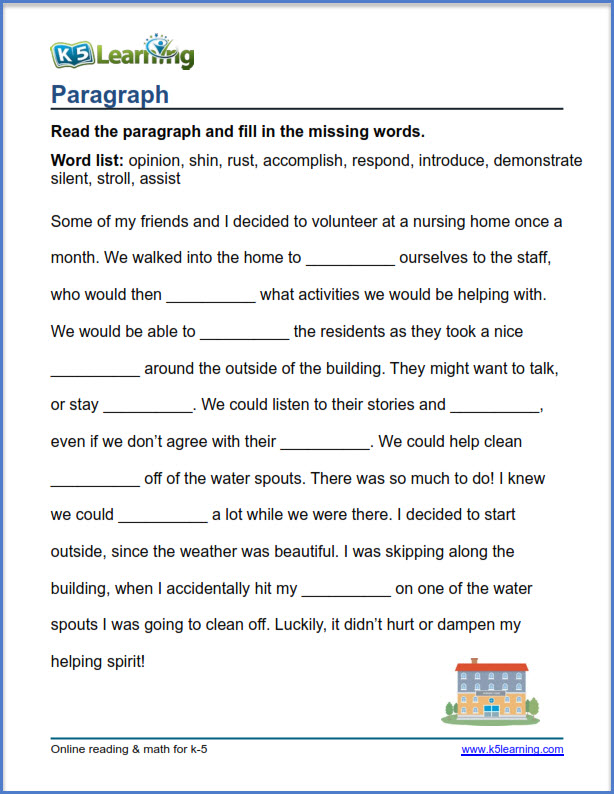 K5 Learning English Worksheets For Grade 5