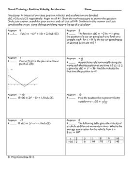 Velocity And Acceleration Worksheet 1