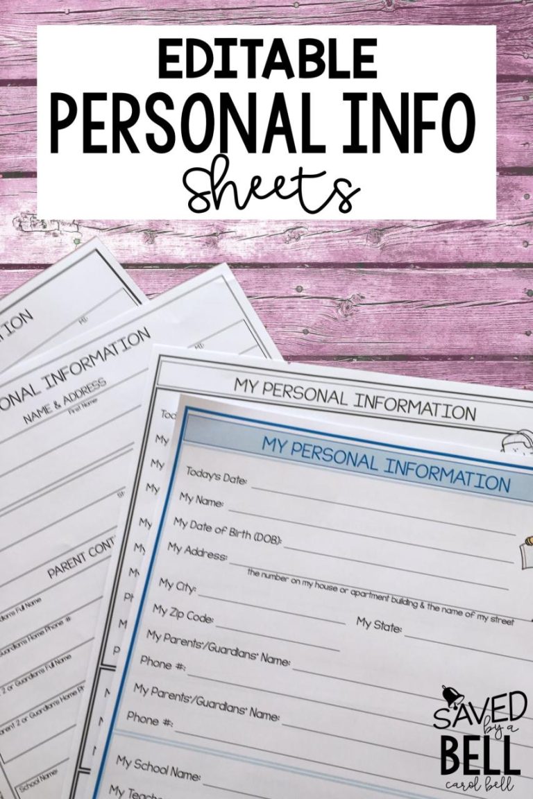 Printable Personal Information Worksheets For Special Needs