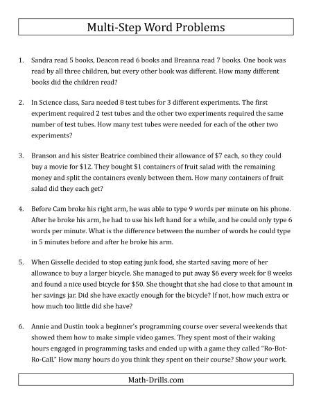 Two Step Equations Word Problems Worksheet Pdf