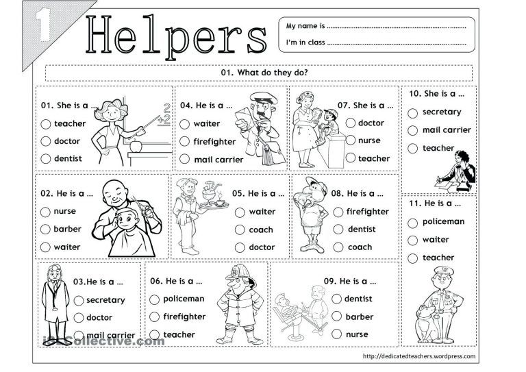 Free Printable Community Helpers Worksheets For Preschool