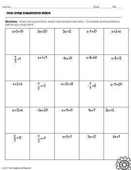 Solving One Step Equations Worksheet Pdf With Answers