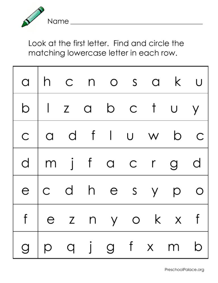 Free Printable Kindergarten Letter Recognition Worksheets