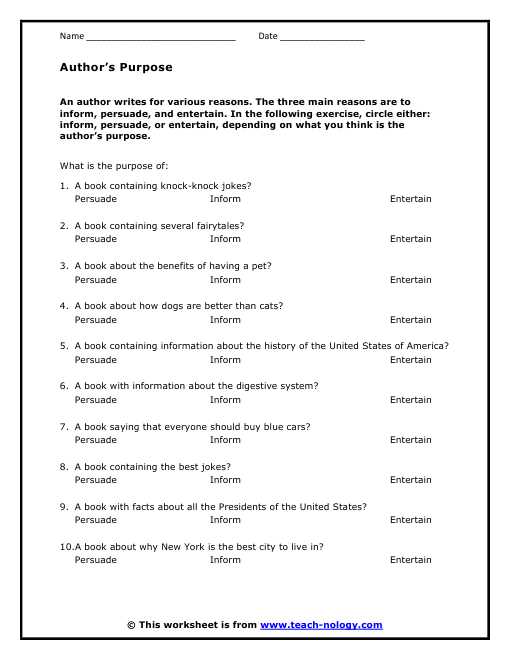 Point Of View Worksheet 11 Answers