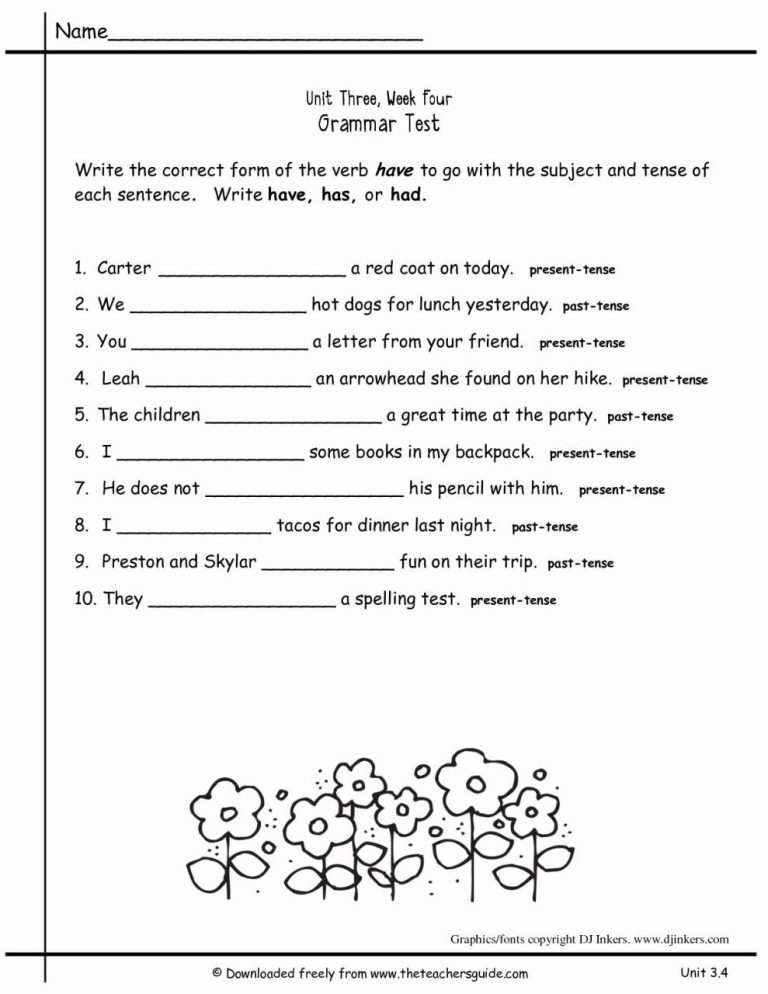 Second Grade 2nd Grade English Worksheets Grammar