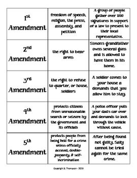 Free Printable Bill Of Rights Worksheet Pdf