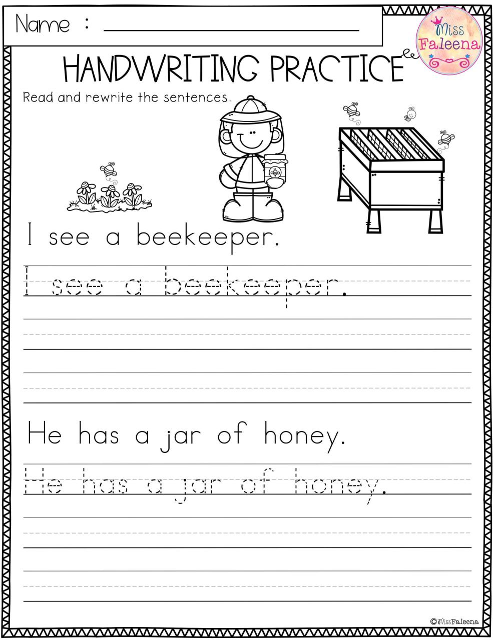 Practice Writing Sheets For 2nd Grade