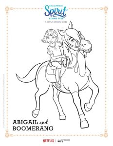 Spirit Riding Free Abigail and Boomerang Coloring Page Horse coloring