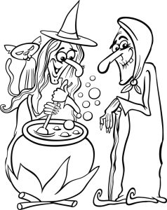 Printable Halloween Witches Coloring Page for Kids 1 SupplyMe