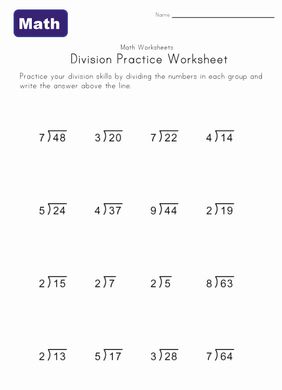 Free Printable Short Division Worksheets
