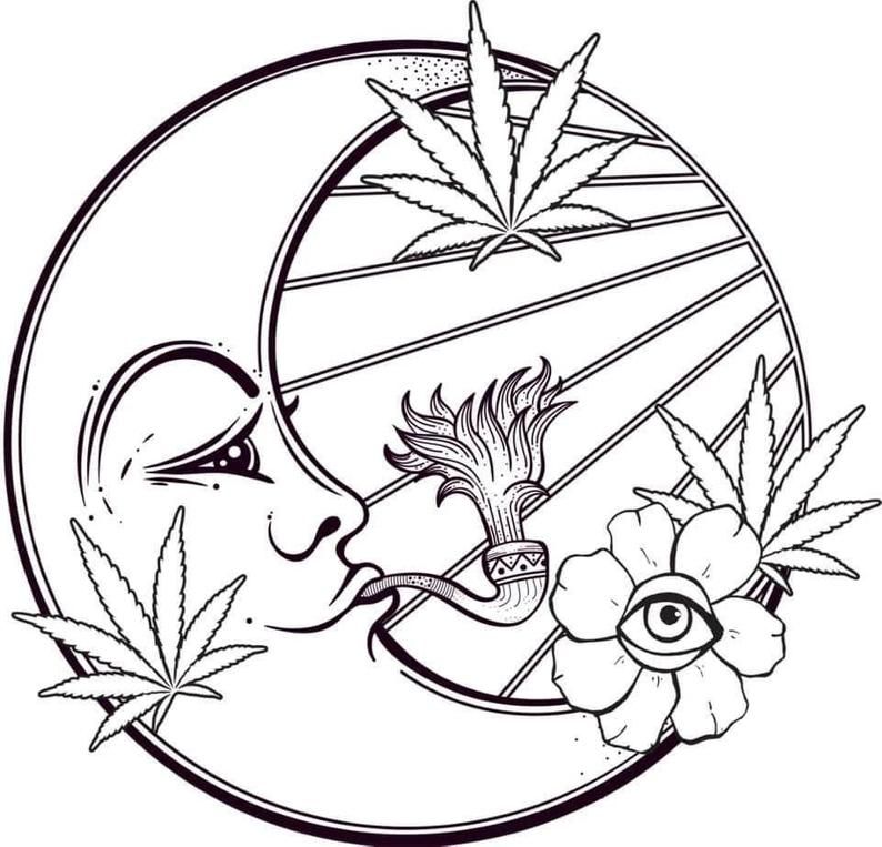 Stoner Moon SVG in 2021 Moon decal, Hippie art, Cool art drawings