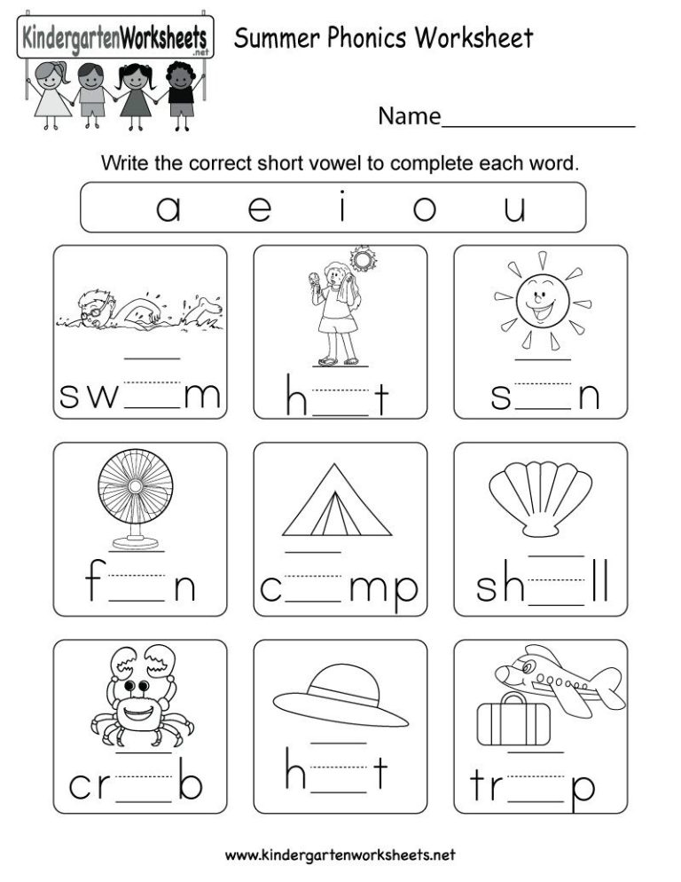 Free Short Vowel Worksheets For First Grade