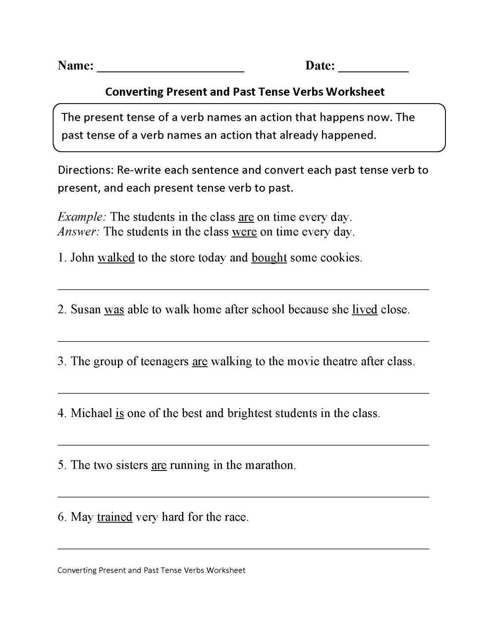 Fourth Grade Action Verbs Worksheet Grade 4