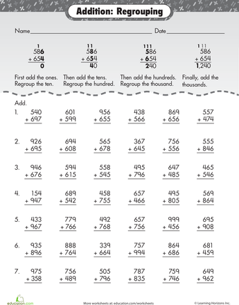 Math 3 Digit Addition Worksheets For Grade 2