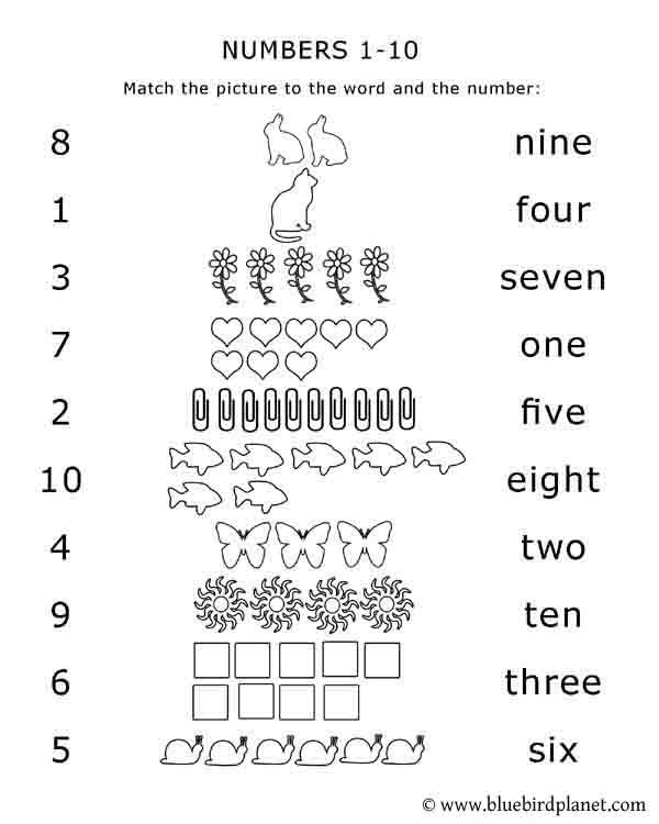 Printable Math Worksheets Kindergarten Numbers 1-10