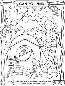 Camping Search and Find Coloring Page Camping coloring