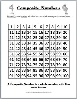 4th Grade Prime And Composite Numbers Worksheet Grade 4