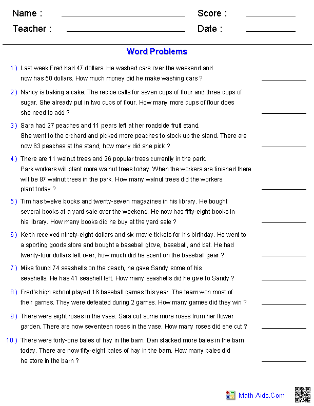 Grade 8 Algebra Word Problems Worksheets