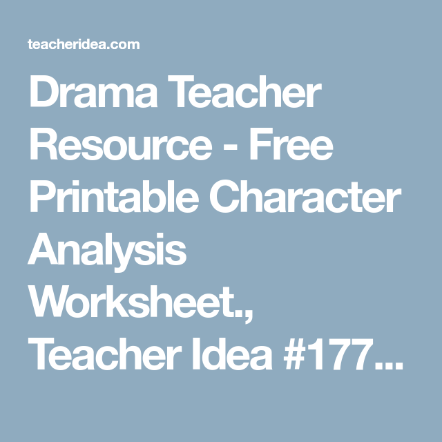 Printable Character Analysis Worksheet For Actors