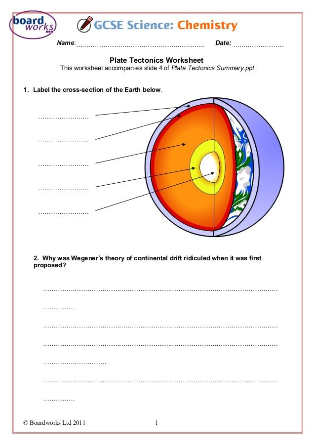 Theory Of Plate Tectonics Worksheet Answers