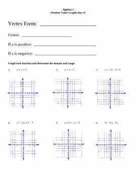 Graphing Absolute Value Equations Worksheet Answers